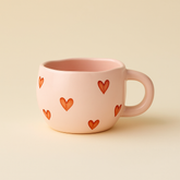 Handmade Vintage Ceramic Mug With Hearts - Dumb But Trendy