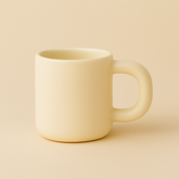 Handmade Beige Ceramic Mug with Thick Handle - Dumb But Trendy