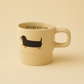 Handmade Beige Ceramic Mug with Quirky Dog - Dumb But Trendy