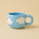 Handmade Sky Blue Cloud Ceramic Mug - Dumb But Trendy