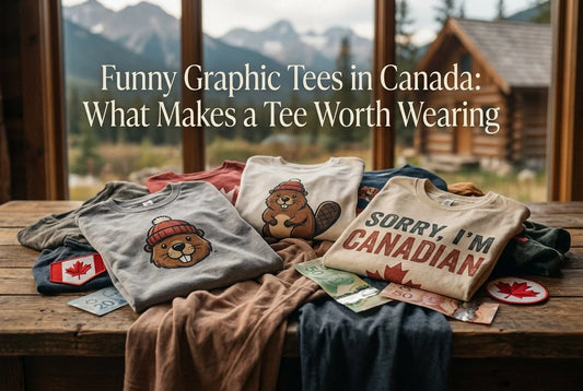 Professional header image for list-based article: Funny Graphic Tees in Canada: What Makes a Tee Worth Wearing