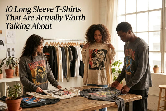 Professional header image for list-based article: 10 Long Sleeve T-Shirts That Are Actually Worth Talking A...