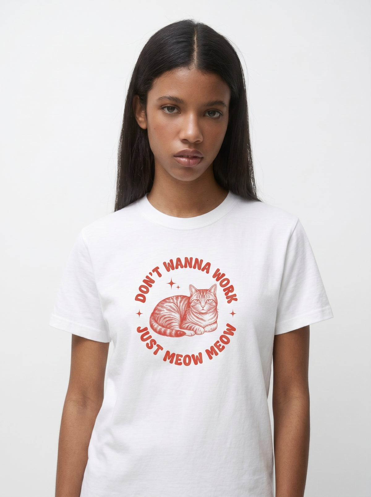 Don't Wanna Work Lazy Cat Tee