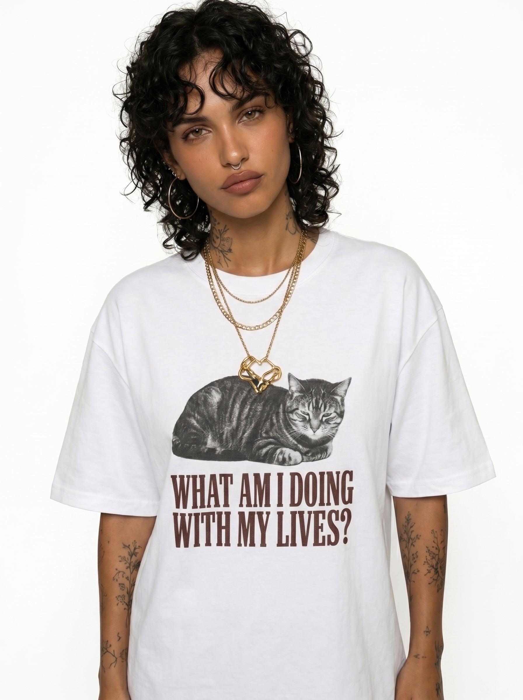 What Am I Doing With My Lives Existential Cat Meme T-Shirt