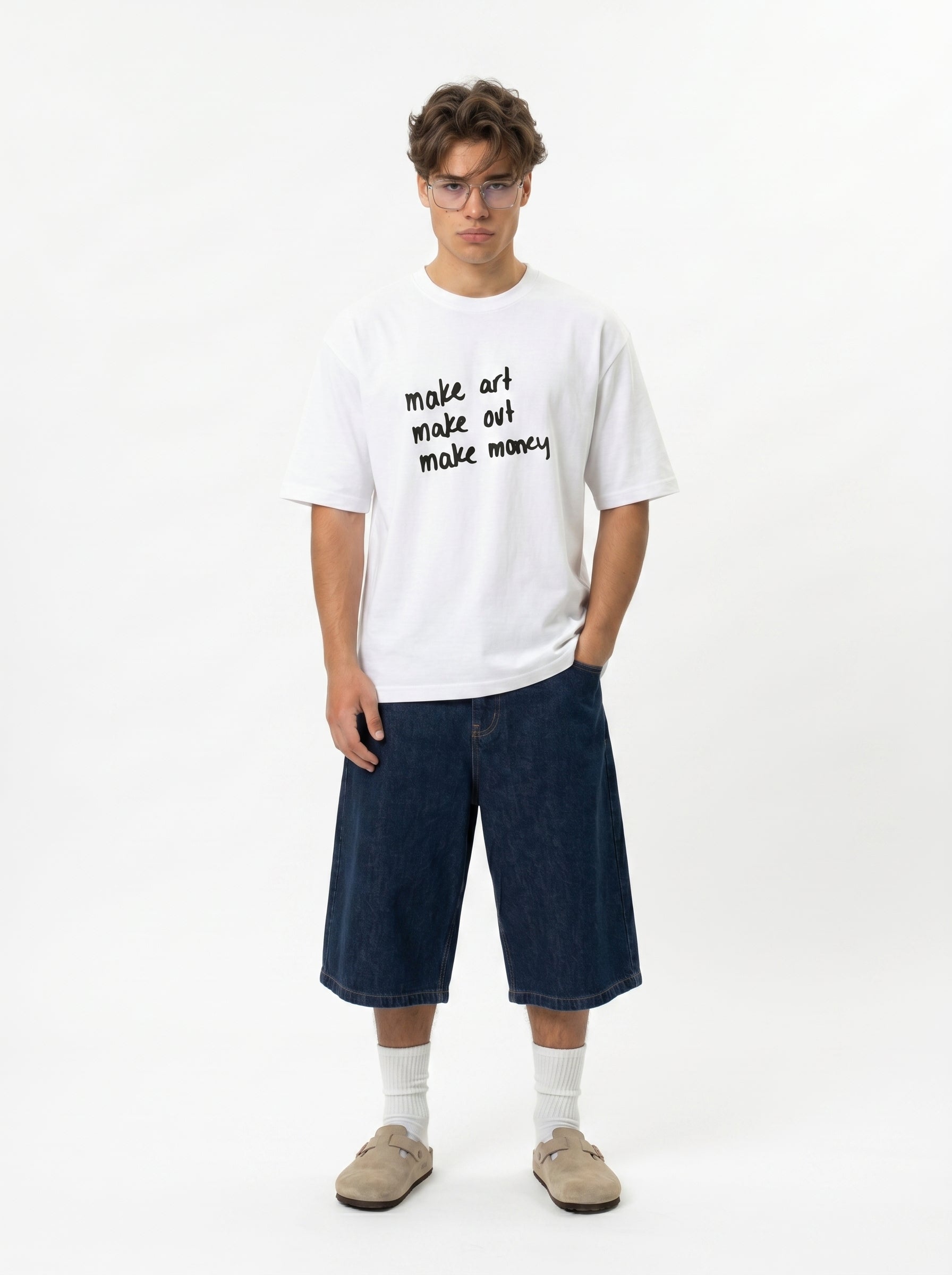 Make Art Make Out Make Money Handwritten Mantra Tee