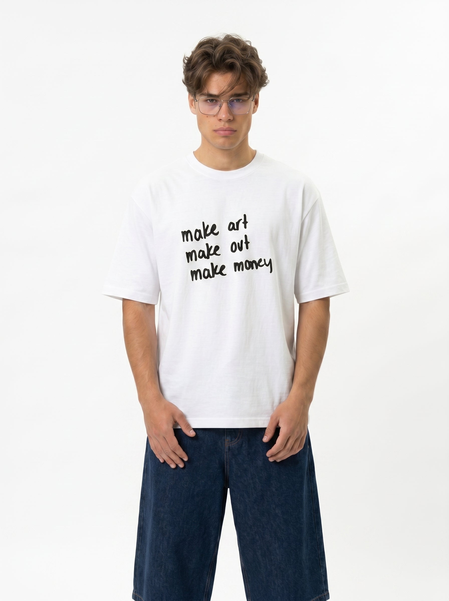 Make Art Make Out Make Money Handwritten Mantra Tee