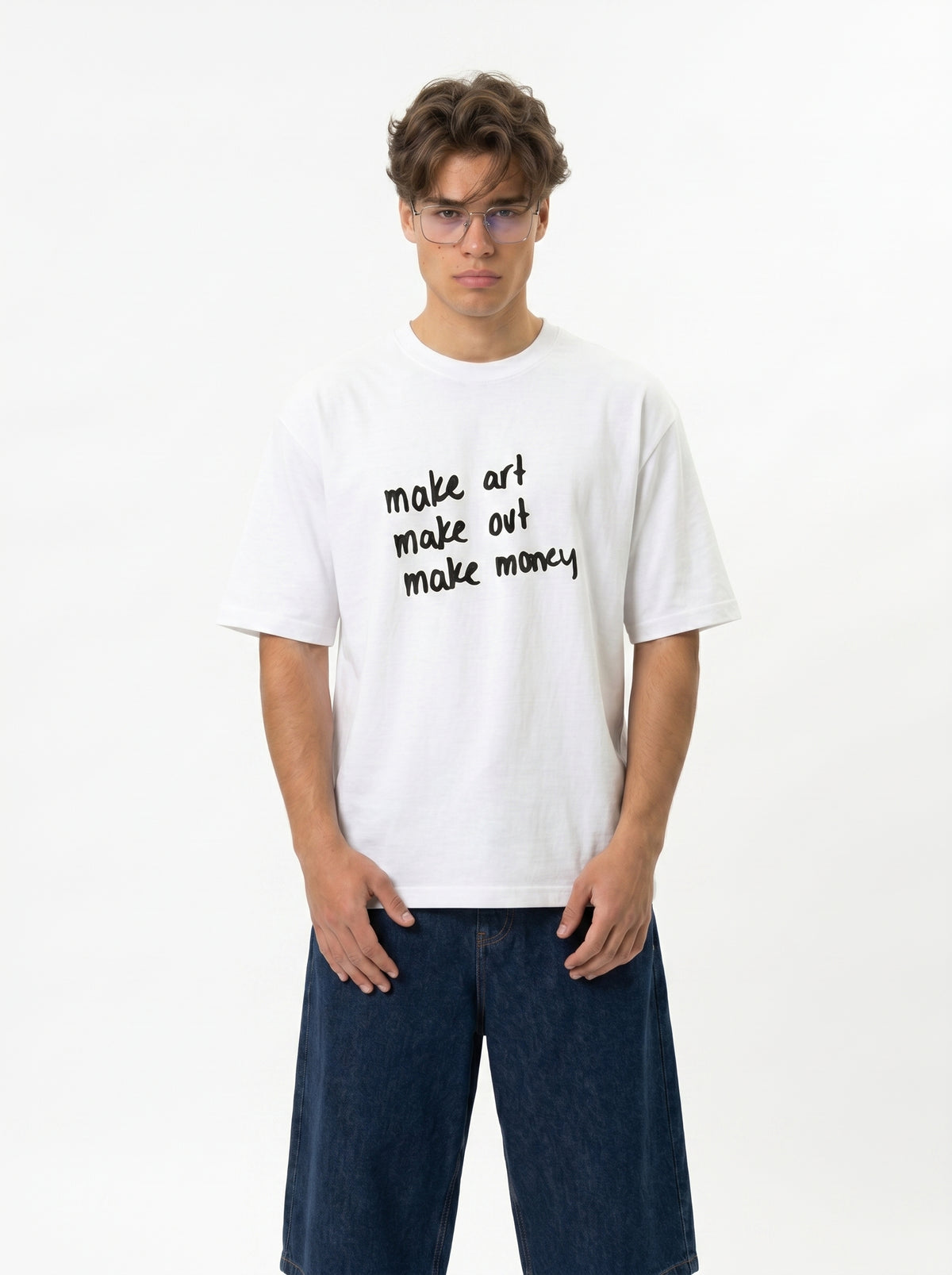 Make Art Make Out Make Money Handwritten Mantra Tee