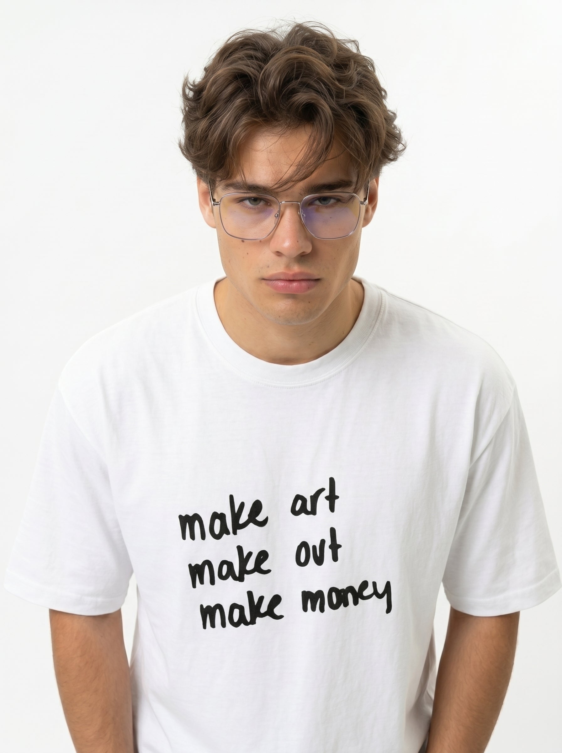Make Art Make Out Make Money Handwritten Mantra Tee