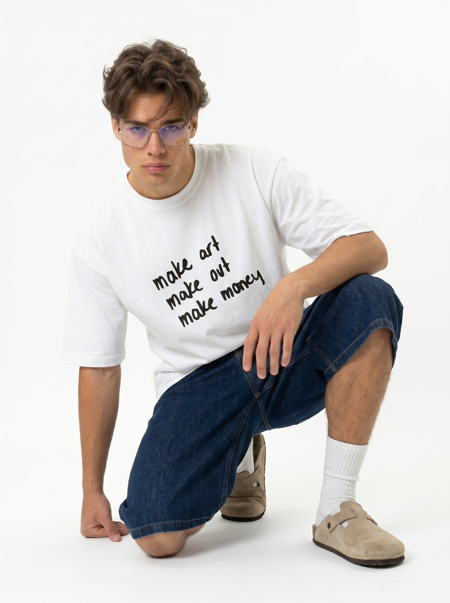 Make Art Make Out Make Money Handwritten Mantra Tee