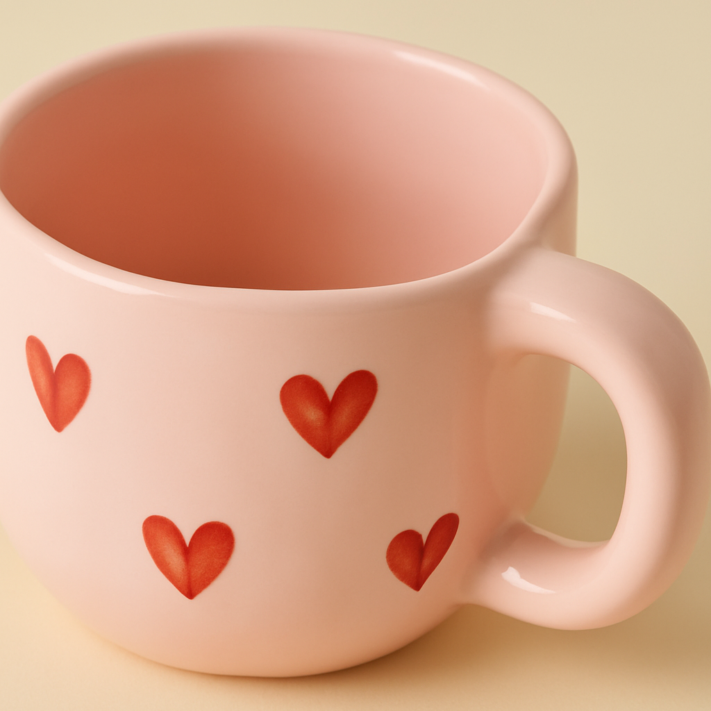 Handmade Vintage Ceramic Mug With Hearts - Dumb But Trendy