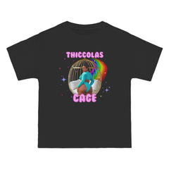 Thiccolas Cage Rainbow Stars Funny T-Shirt - Dumb But Trendy