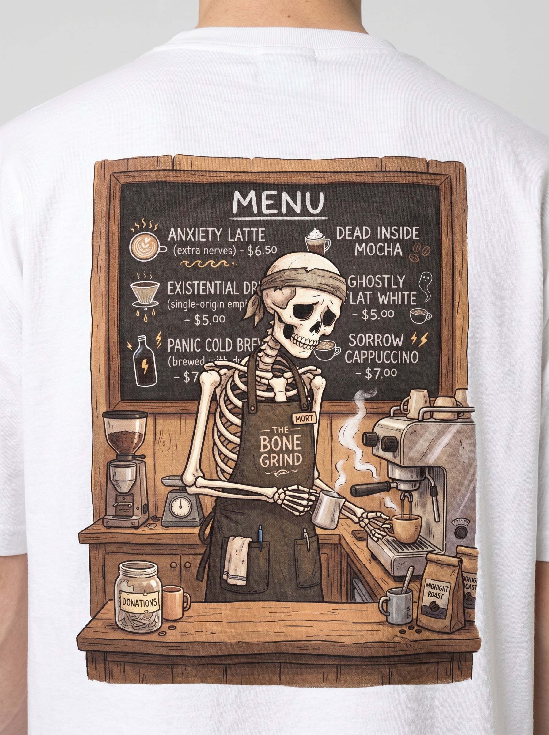 Bone Grind Skeleton Barista Tee