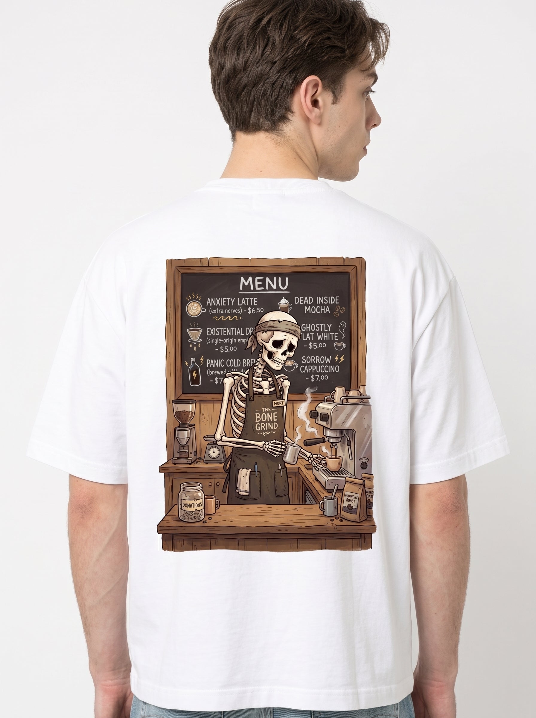 Bone Grind Skeleton Barista Tee