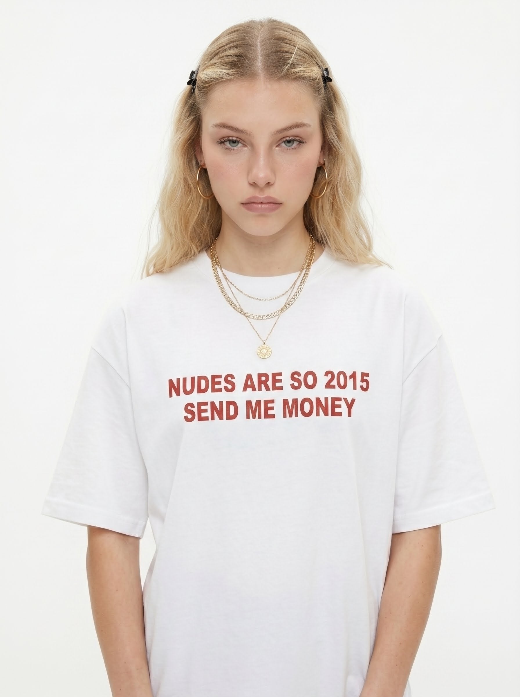 Koszulka „Wyślij mi pieniądze” z napisem „Nudes Are So 2015”