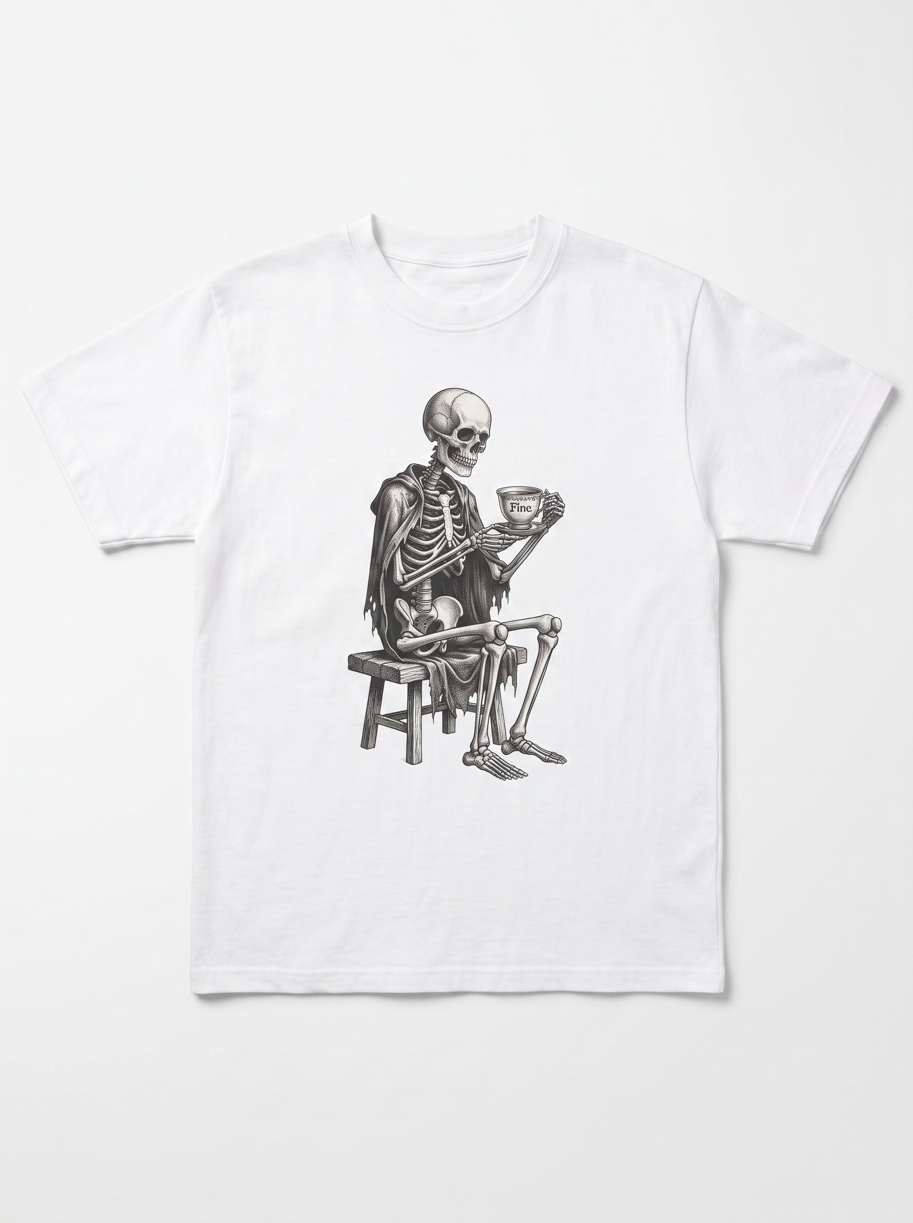 I'm Fine Skeleton Drinking Coffee T-Shirt